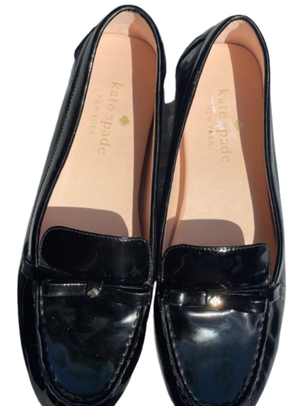 Kate Spade Danika Black Patent Loafer Flats with Bow Accent size 5.5 B